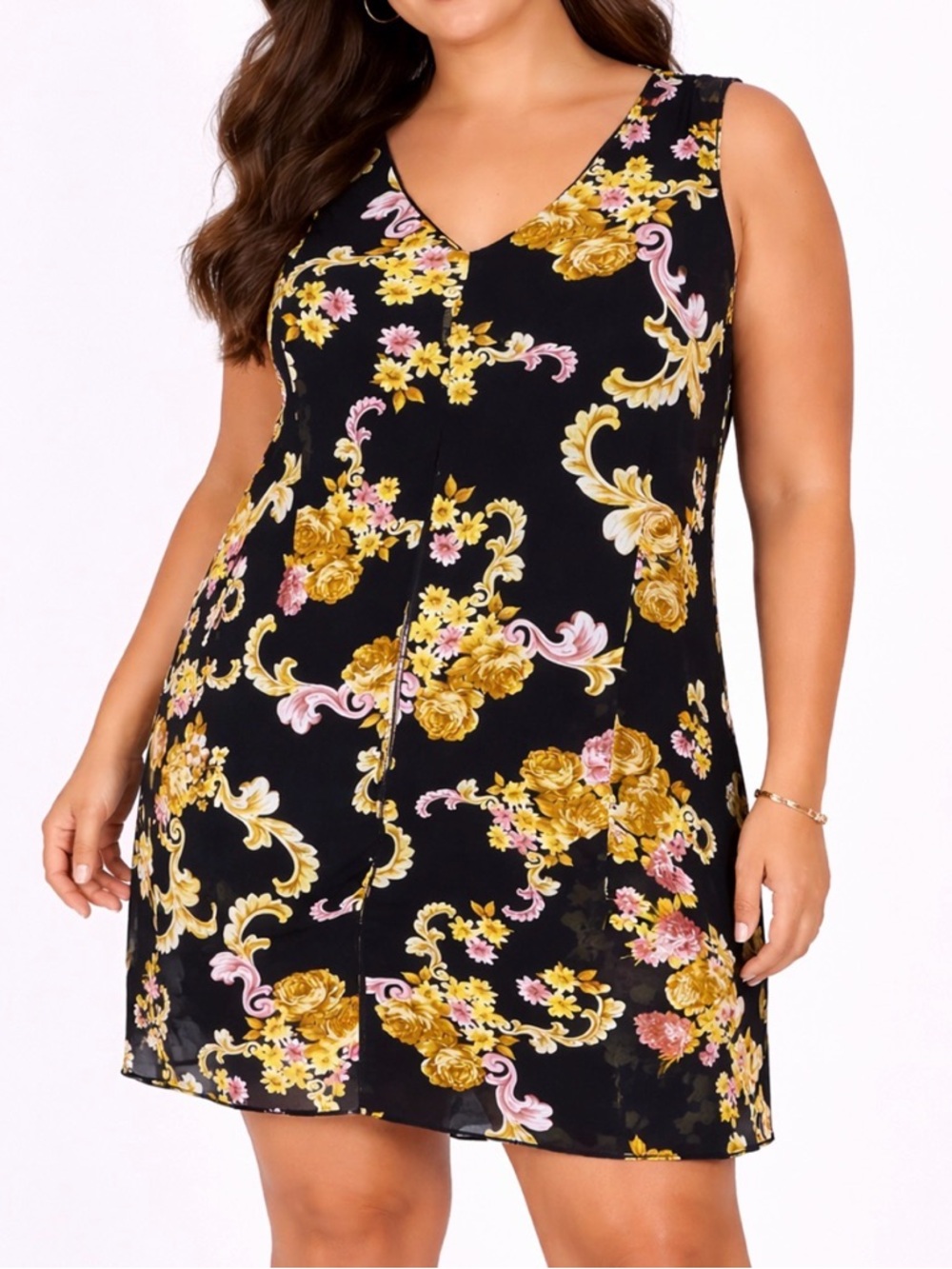 Adele & May too tunic style floral print SZ Large lightweight sleeveless dress